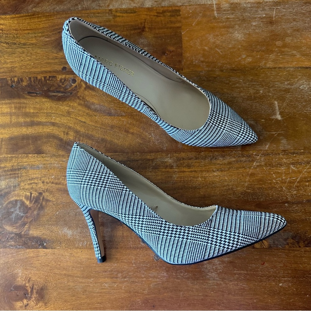 Marc‎ Fisher Darren black white houndstooth pump heel size 7.5